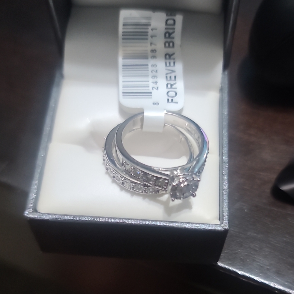 Elegant Silver and Crystal Ring Set